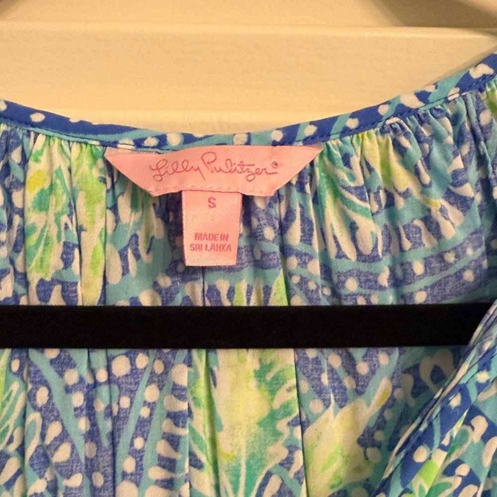 Lilly Pulitzer Willa Blue Green Flounce Sleeve Top Tropic Like Its Hot Small - Picture 6 of 8